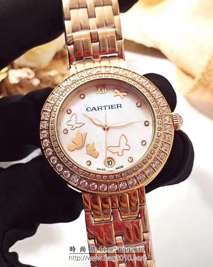 CARTIER卡地亞 輕奢風 蝴蝶鑽 女士腕表 WSS1760